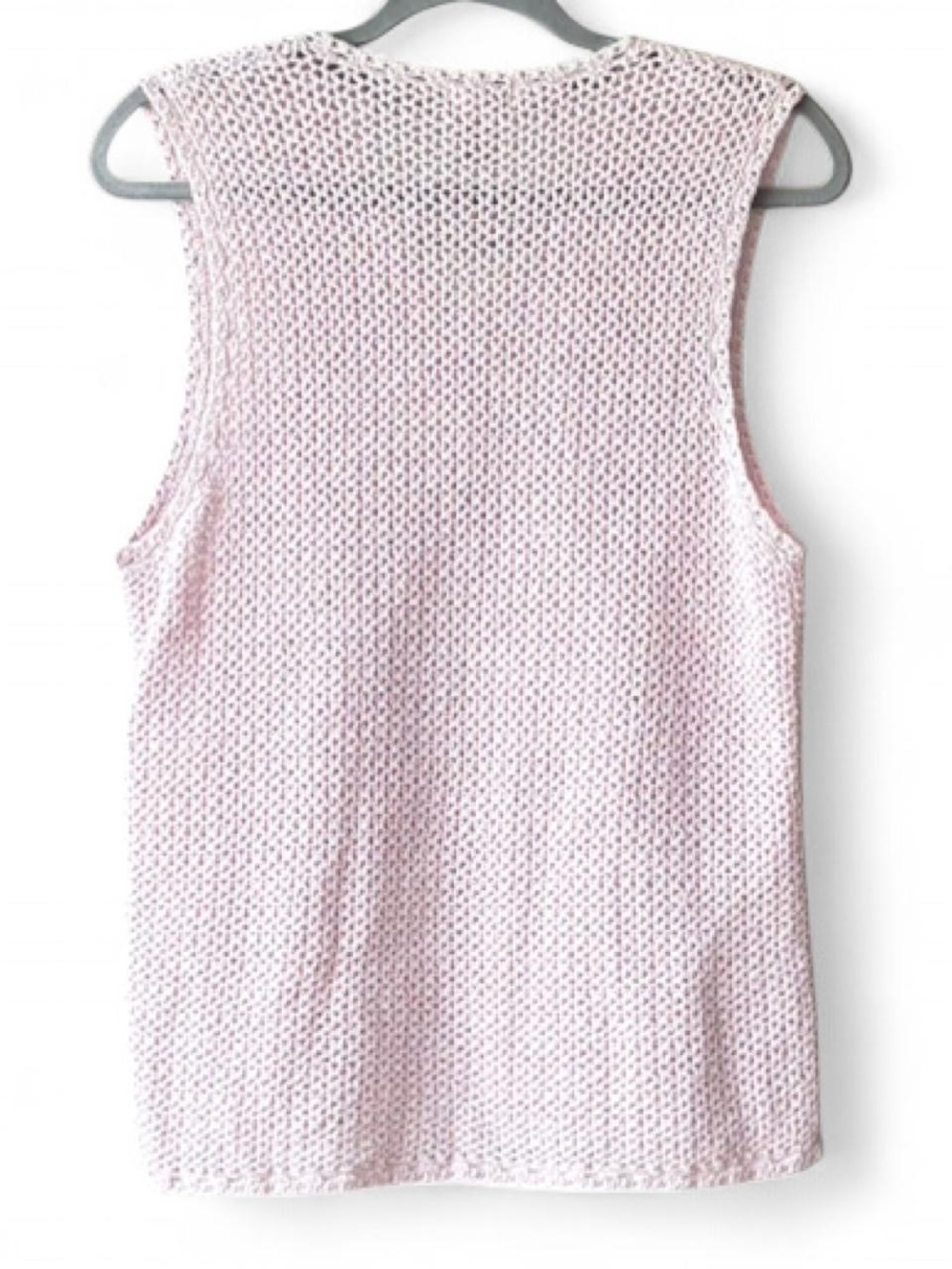 Vintage LL Bean Linen & Cotton Light Pink Knit Sweater Vest Shell Buttons Size L - Picture 2 of 5